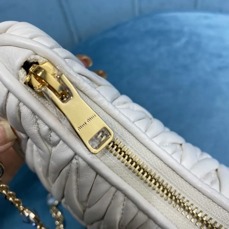 Miu Miu White Crystal Chain Crossbody Satchel Bag - Image 7
