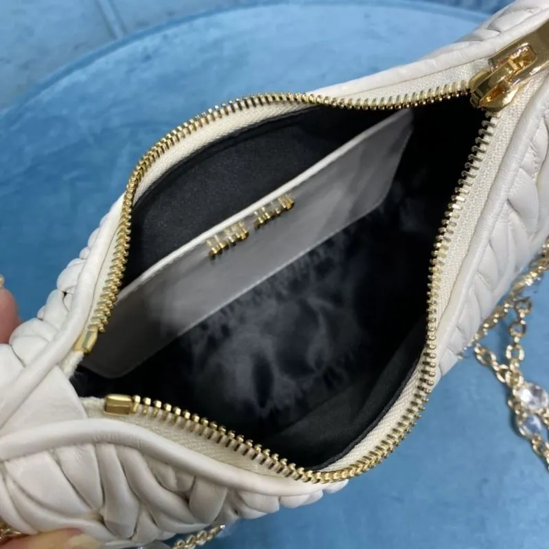 Miu Miu White Crystal Chain Crossbody Satchel Bag - Image 8