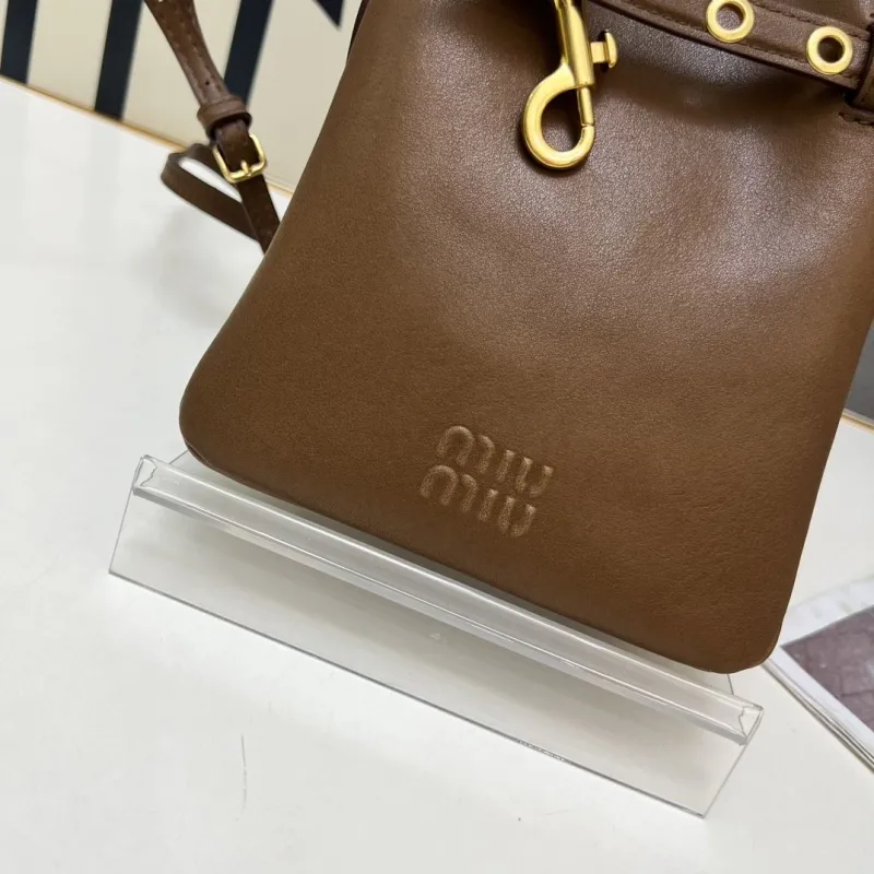 MIU MIU Brown Crossbody Bucket Bag 1N461 - Image 4