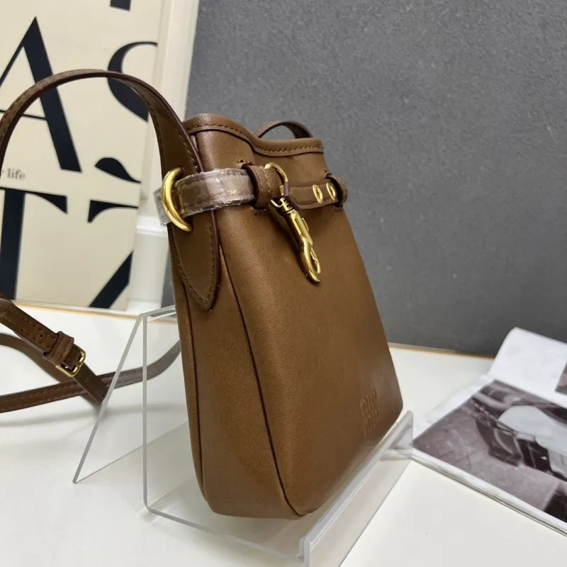 MIU MIU Brown Crossbody Bucket Bag 1N461 - Image 6