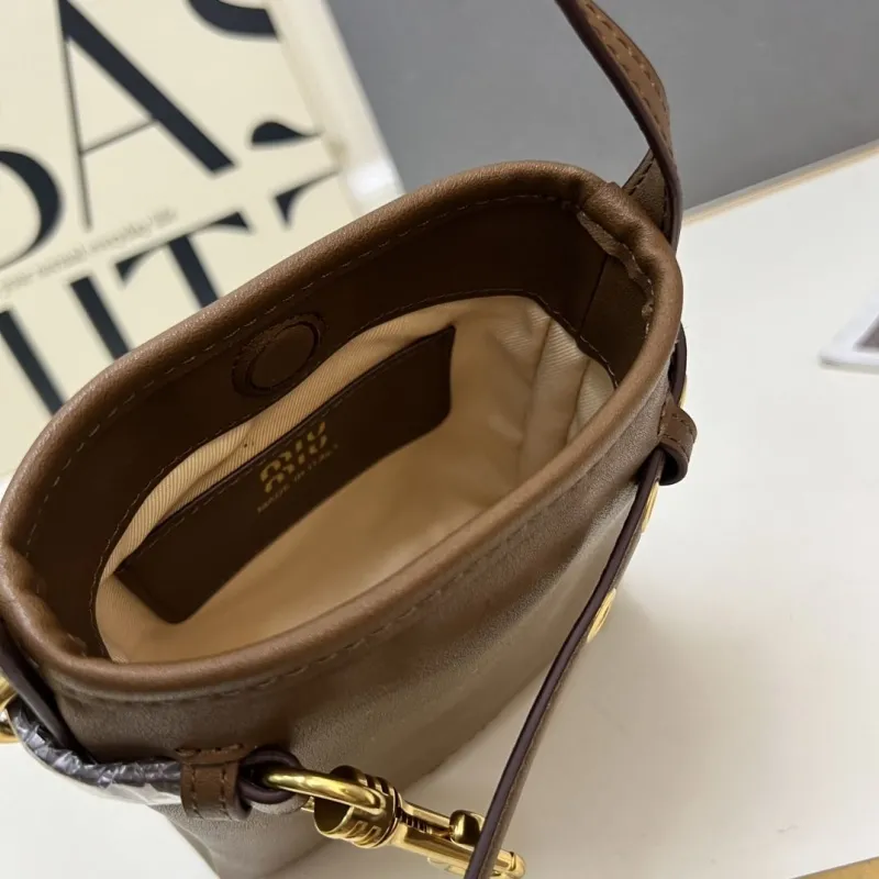 MIU MIU Brown Crossbody Bucket Bag 1N461 - Image 8