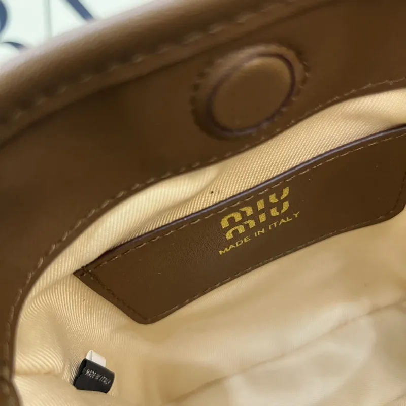 MIU MIU Brown Crossbody Bucket Bag 1N461 - Image 9