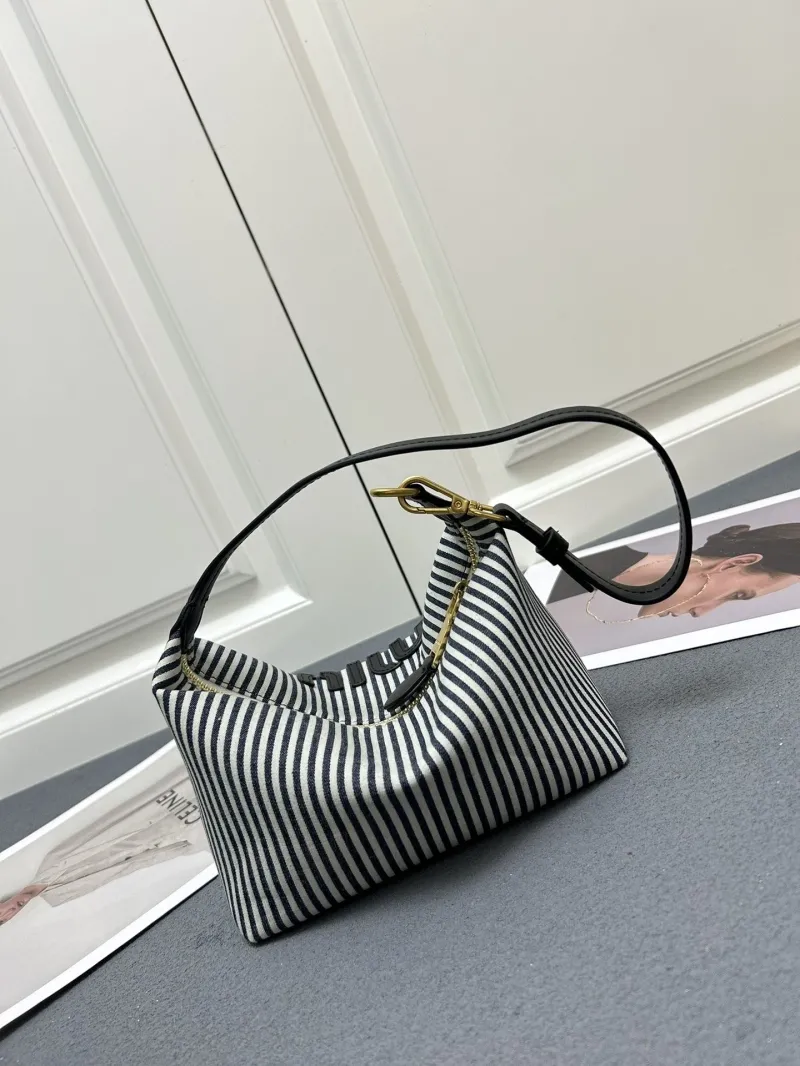 Miu Miu 5NE581 Black White Striped Satchel Bag - Image 3