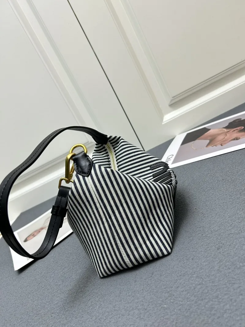 Miu Miu 5NE581 Black White Striped Satchel Bag - Image 4