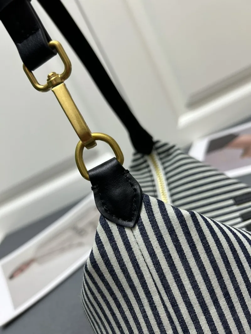 Miu Miu 5NE581 Black White Striped Satchel Bag - Image 6