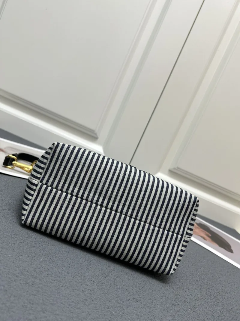 Miu Miu 5NE581 Black White Striped Satchel Bag - Image 9