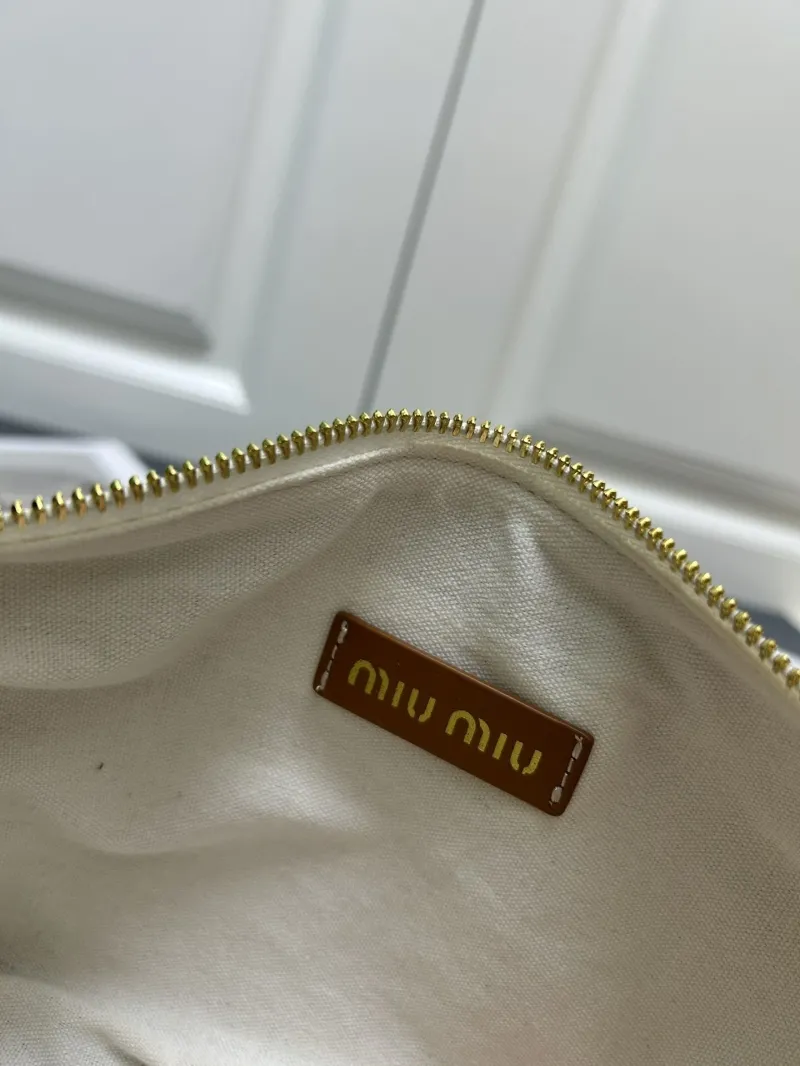 MIU MIU 5NE581 Brown Striped Canvas Satchel Bag - Image 8