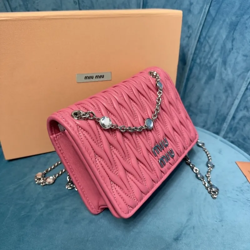 Miu Miu Pink Quilted Chain Satchel Bag 25 - Image 3