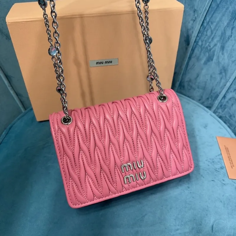 Miu Miu Pink Quilted Chain Satchel Bag 25 - Image 5