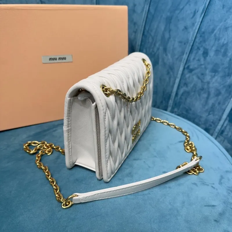 Miu Miu White Chain Satchel Bag Size 28 - Image 3