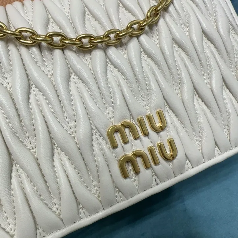 Miu Miu White Chain Satchel Bag Size 28 - Image 4
