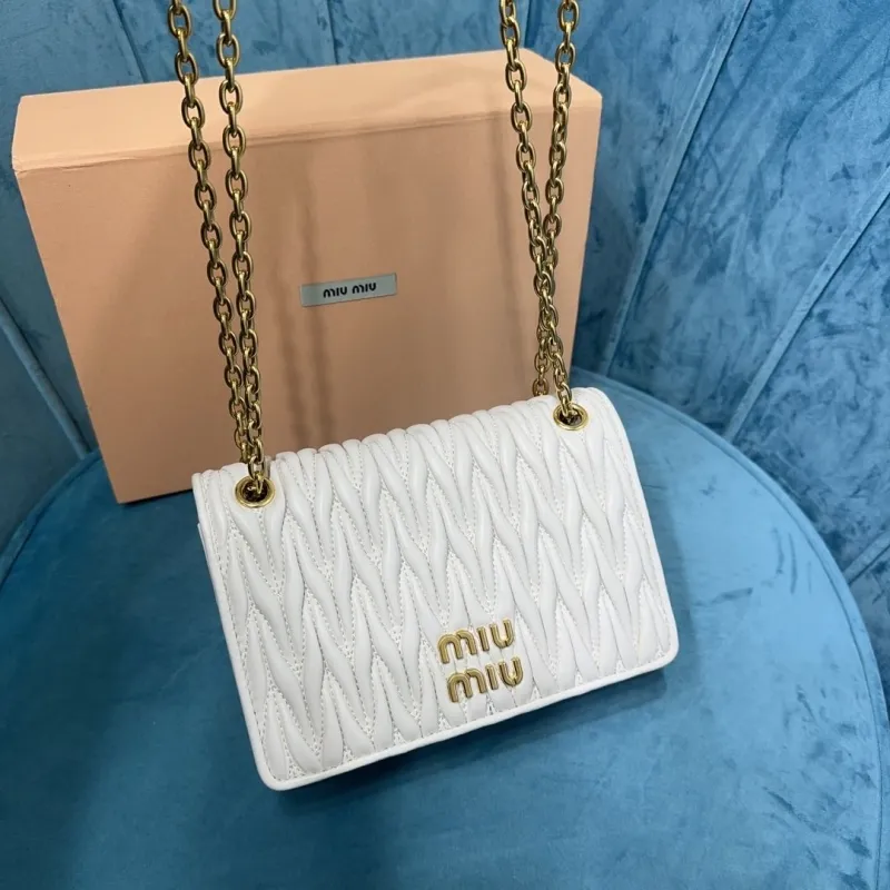 Miu Miu White Chain Satchel Bag Size 28 - Image 5