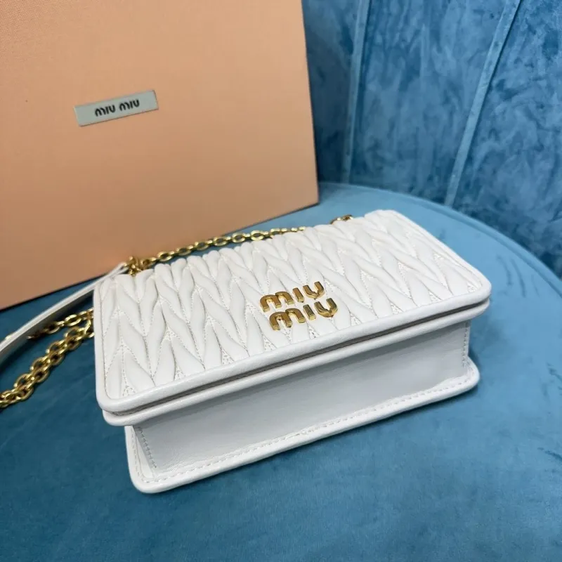 Miu Miu White Chain Satchel Bag Size 28 - Image 6
