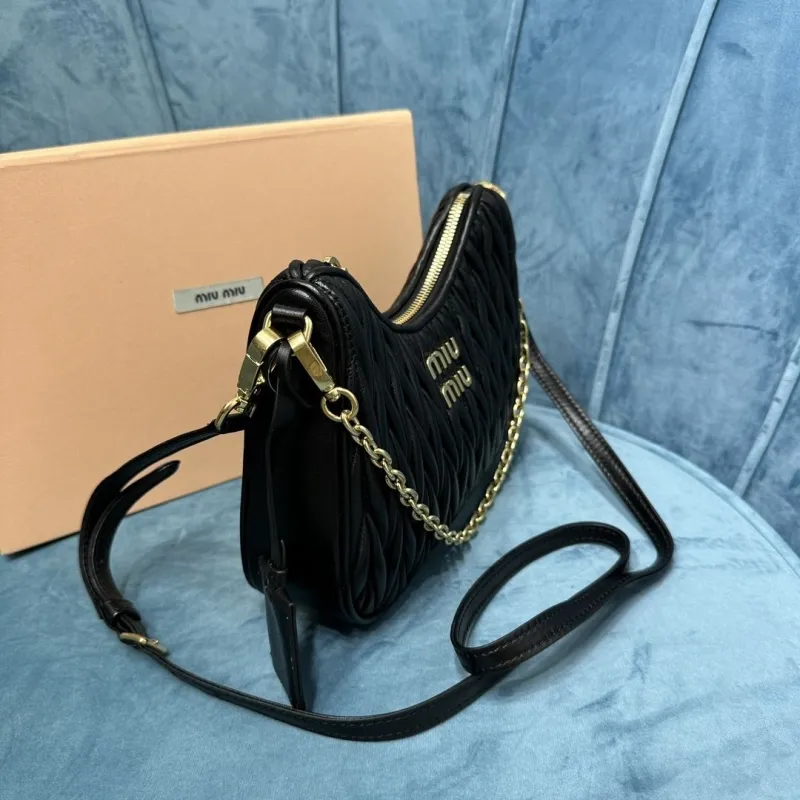 Miu Miu Black Quilted Crossbody Satchel Bag - Image 3