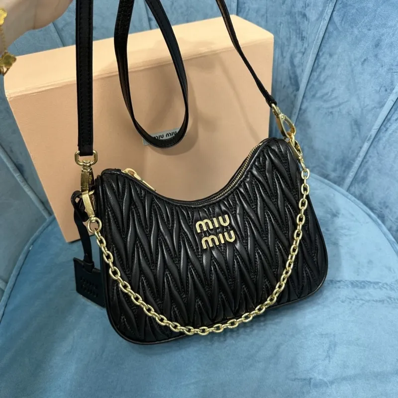 Miu Miu Black Quilted Crossbody Satchel Bag - Image 5