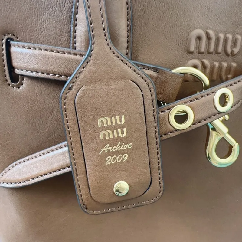 Miu Miu Brown Leather Top Handle Tote Bag - Image 5