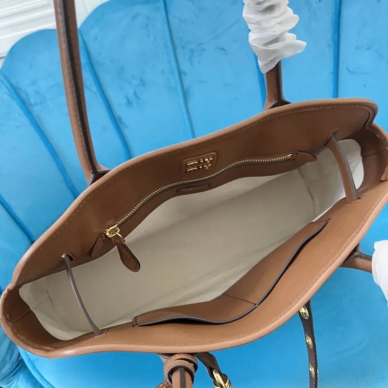 Miu Miu Brown Leather Top Handle Tote Bag - Image 8