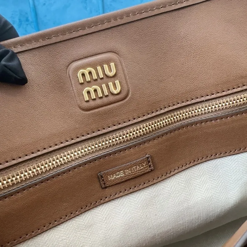 Miu Miu Brown Leather Top Handle Tote Bag - Image 9