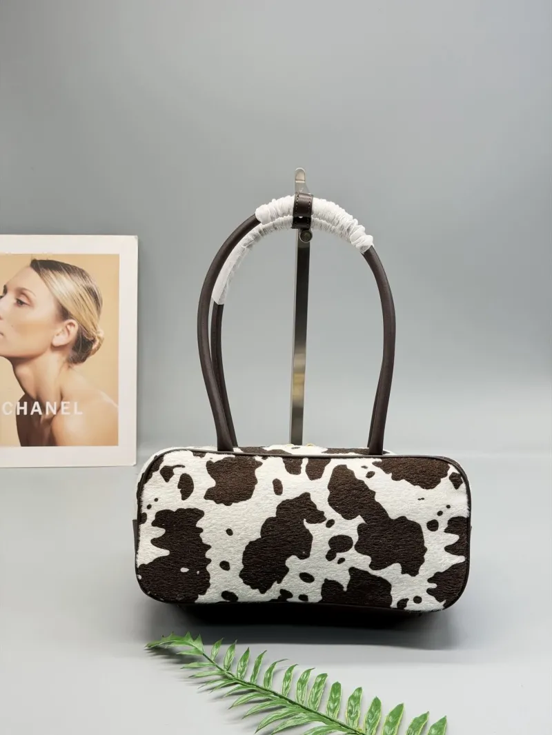 Miu Miu Brown White Cow Print Top Handle Bag - Image 8