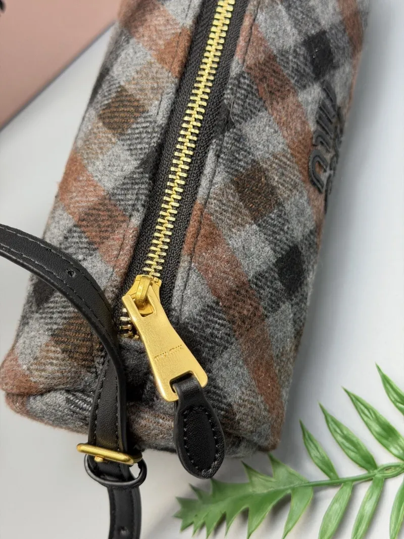 MIU MIU Plaid Barrel Shoulder Bag - Image 5