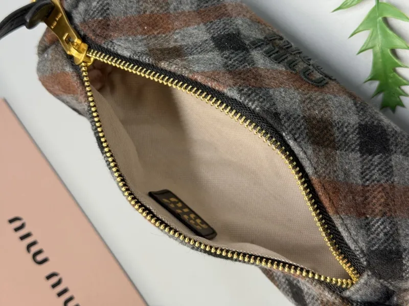 MIU MIU Plaid Barrel Shoulder Bag - Image 7