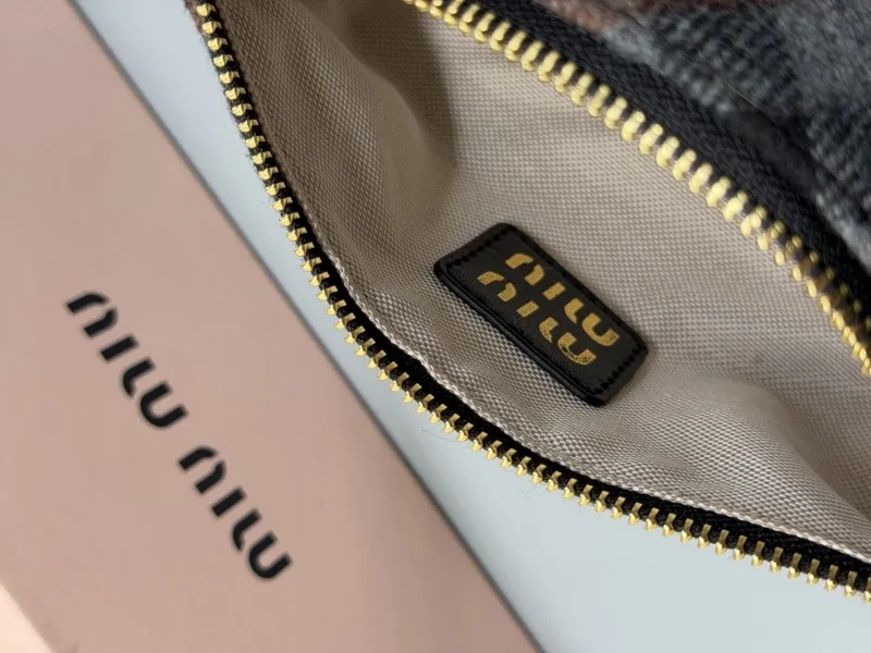 MIU MIU Plaid Barrel Shoulder Bag - Image 8
