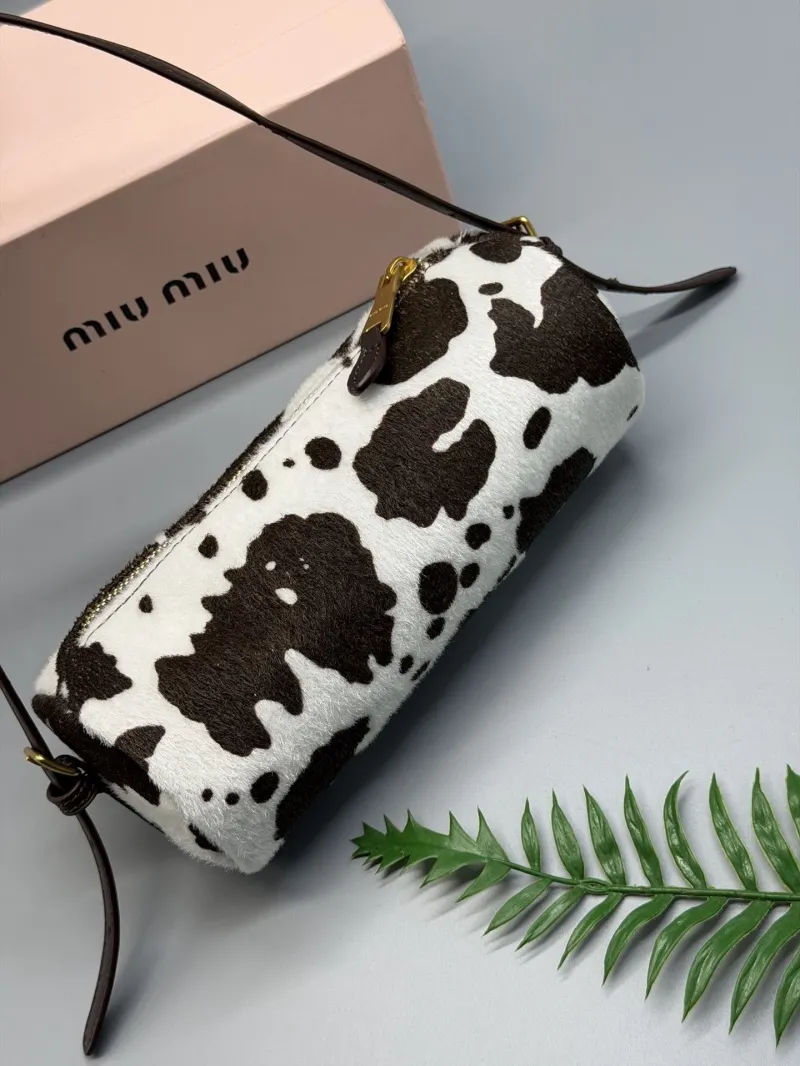 Miu Miu Cow Print Barrel Shoulder Bag - Image 3