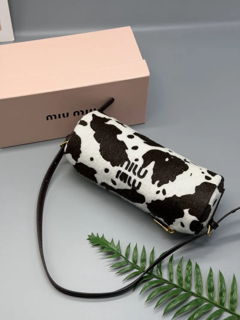 Miu Miu Cow Print Barrel Shoulder Bag - Image 5