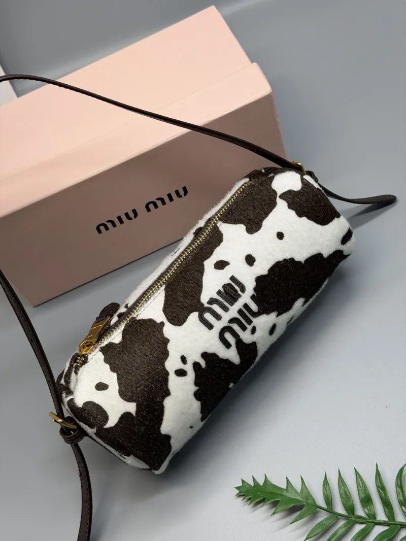 Miu Miu Cow Print Barrel Shoulder Bag - Image 8