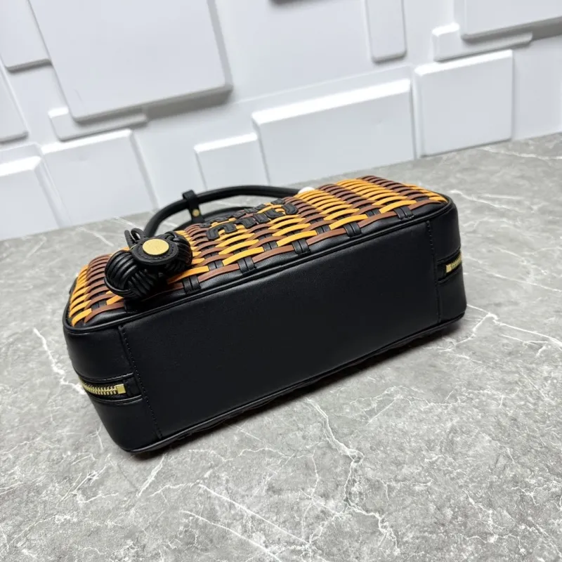 MIU MIU Brown Orange Woven Top Handle Bag - Image 6
