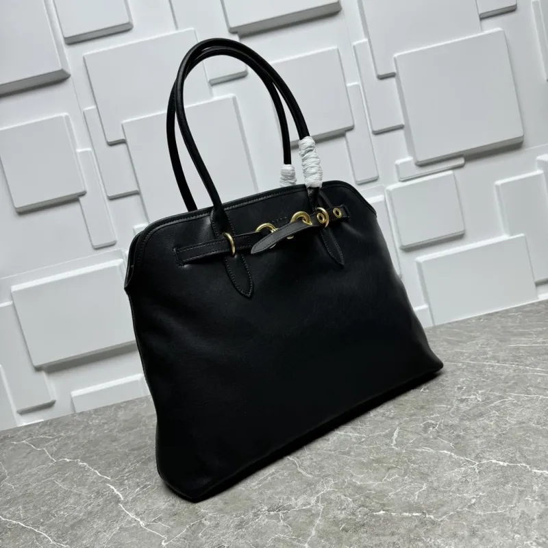 MIU MIU Black Leather Top Handle Tote Bag - Image 4