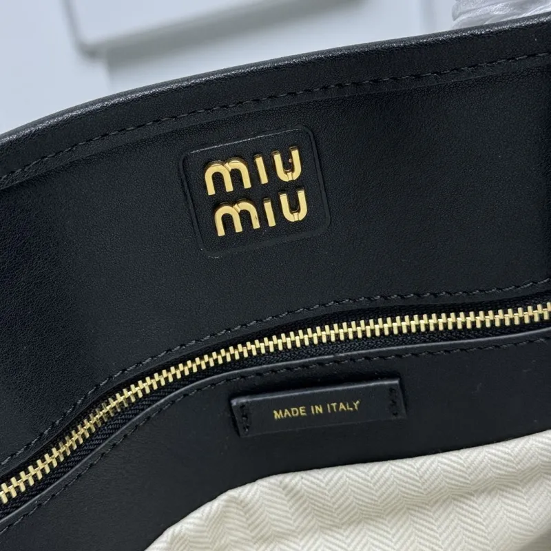 MIU MIU Black Leather Top Handle Tote Bag - Image 7