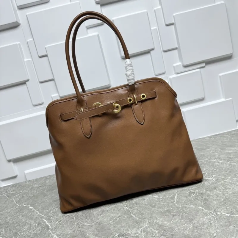 MIU MIU Brown Leather Top Handle Tote Bag
