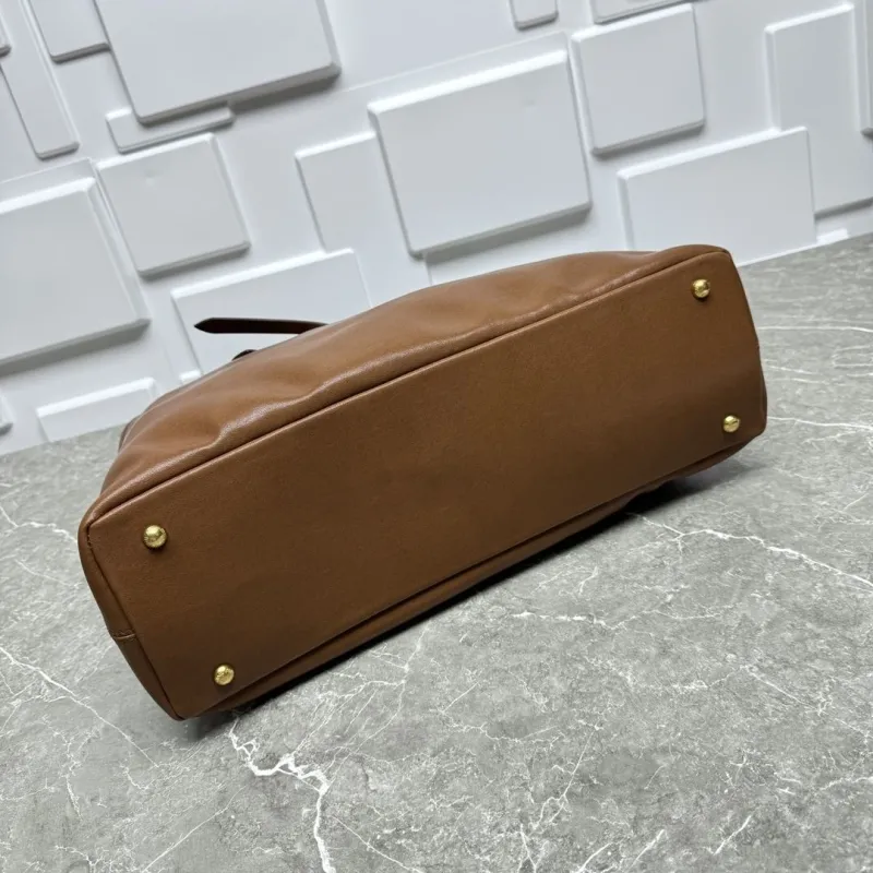 MIU MIU Brown Leather Top Handle Tote Bag - Image 6