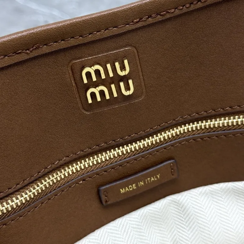 MIU MIU Brown Leather Top Handle Tote Bag - Image 7