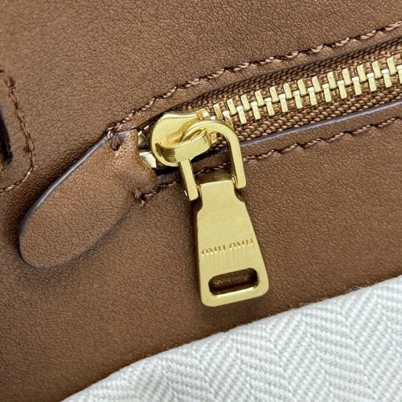 MIU MIU Brown Leather Top Handle Tote Bag - Image 8