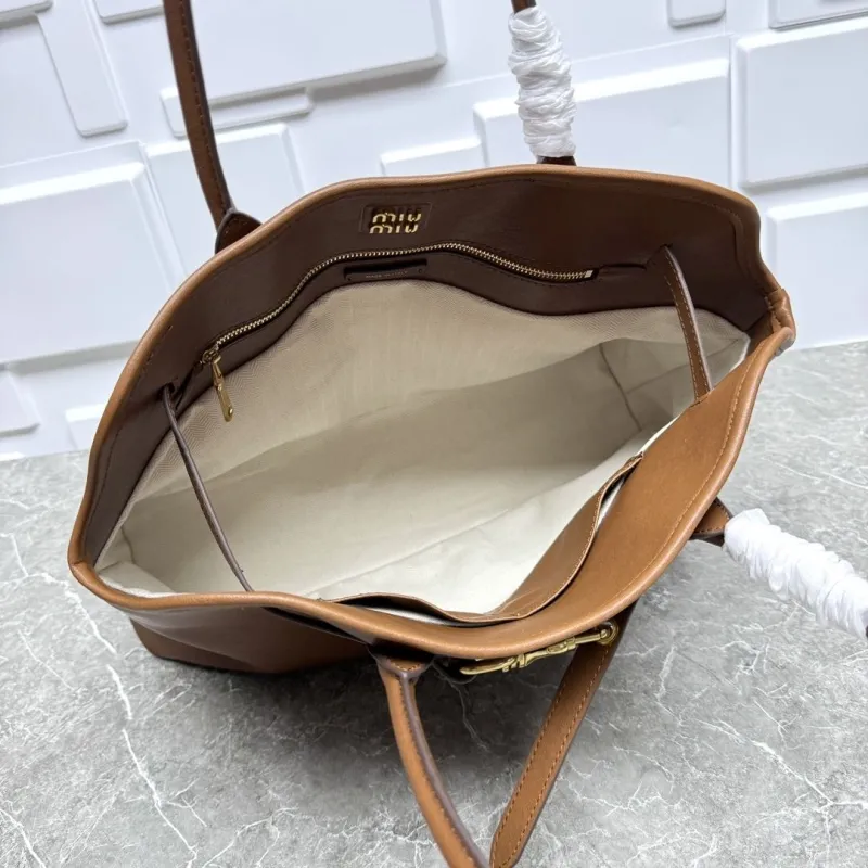 MIU MIU Brown Leather Top Handle Tote Bag - Image 9
