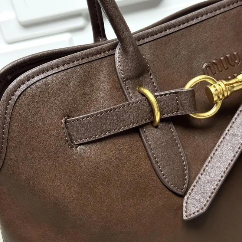 Miu Miu Brown Leather Top Handle Bag - Image 3