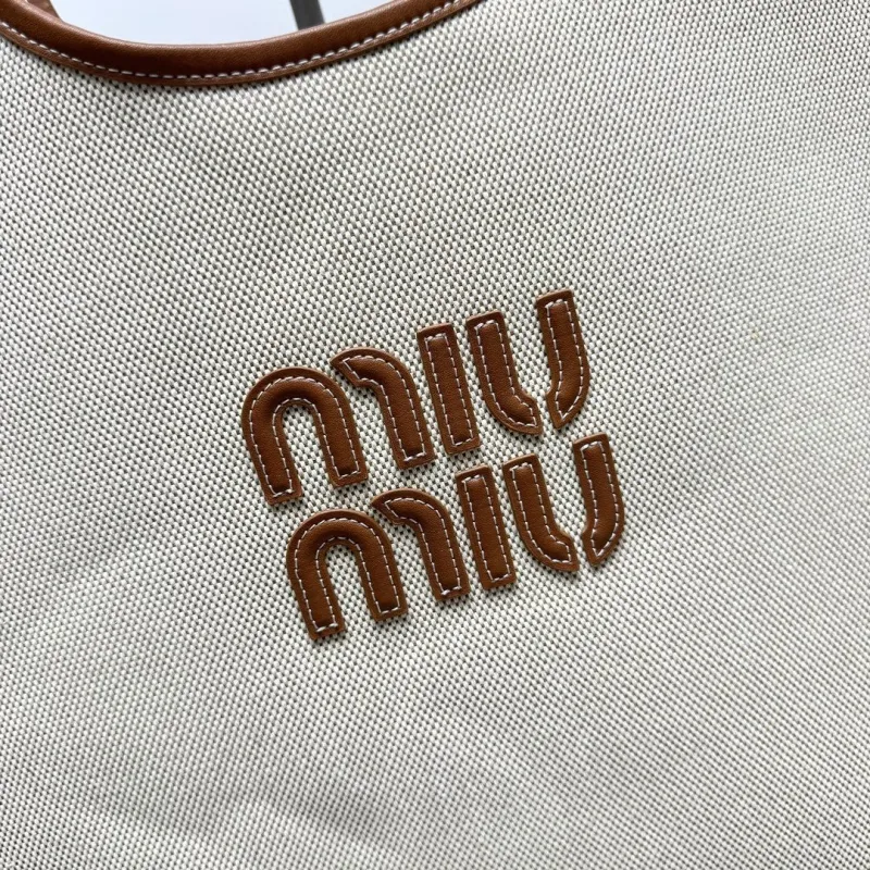 Alternative view of Miu Miu Beige Canvas Shoulder Tote Bag
