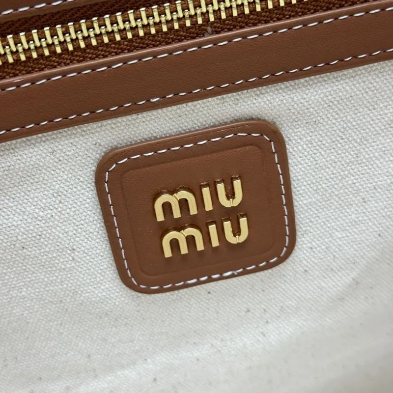 Miu Miu Beige Canvas Shoulder Tote Bag - Image 7
