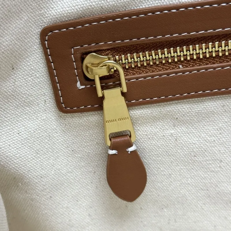 Miu Miu Beige Canvas Shoulder Tote Bag - Image 8