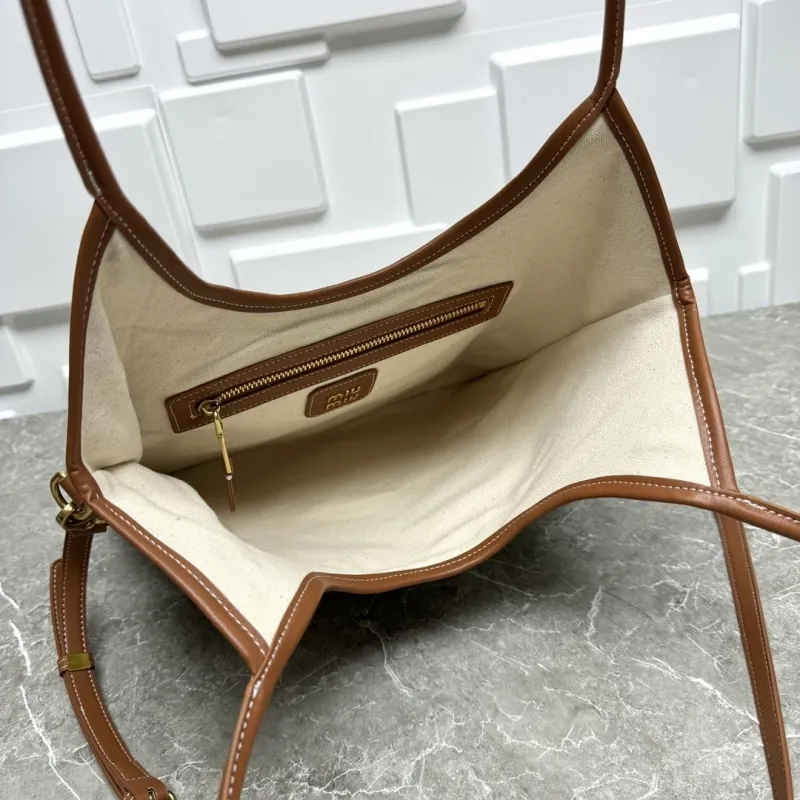 Miu Miu Beige Canvas Shoulder Tote Bag - Image 9