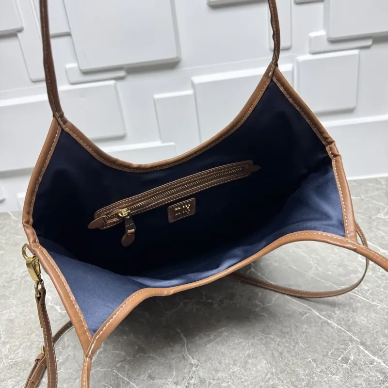 Miu Miu Black Denim Tote Bag Brown Trim - Image 9