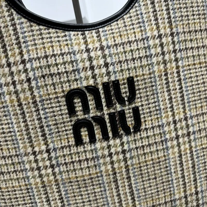 Alternative view of Miu Miu Plaid Top Handle Tote Bag