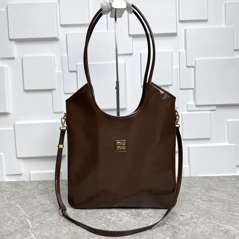 MIU MIU Brown Leather Tote Shoulder Bag