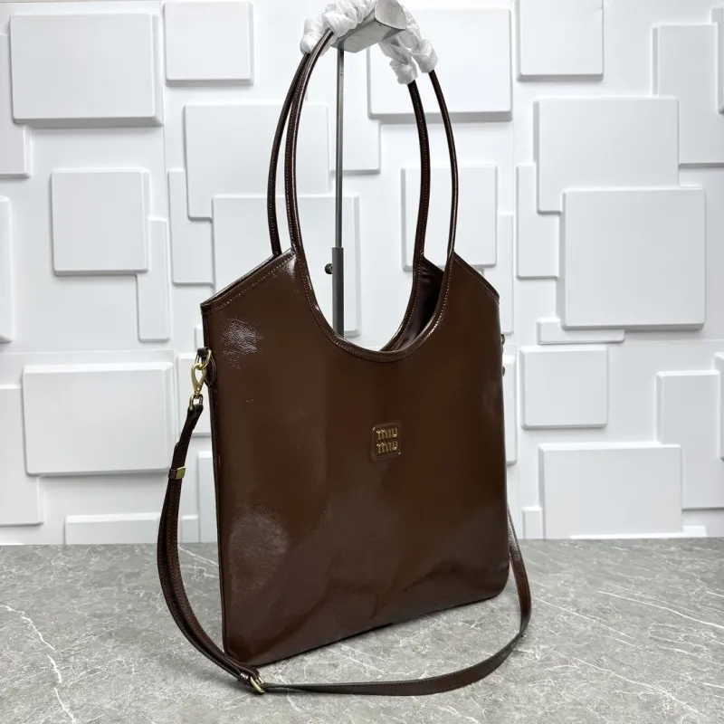 MIU MIU Brown Leather Tote Shoulder Bag - Image 4