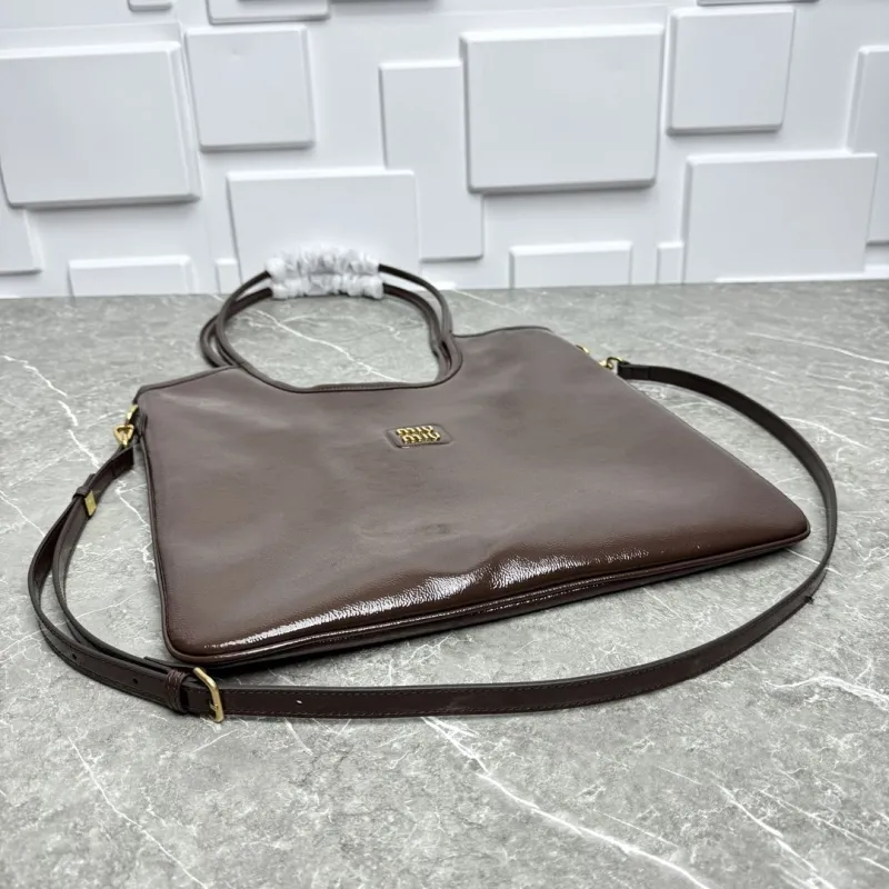 MIU MIU Brown Leather Tote Shoulder Bag - Image 5