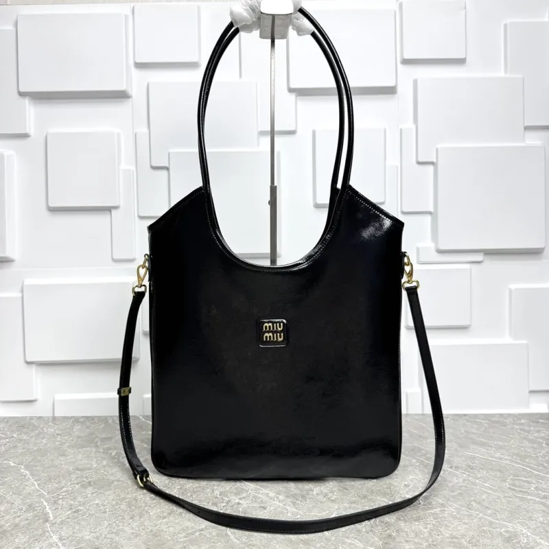 Miu Miu Black Leather Top Handle Tote Bag