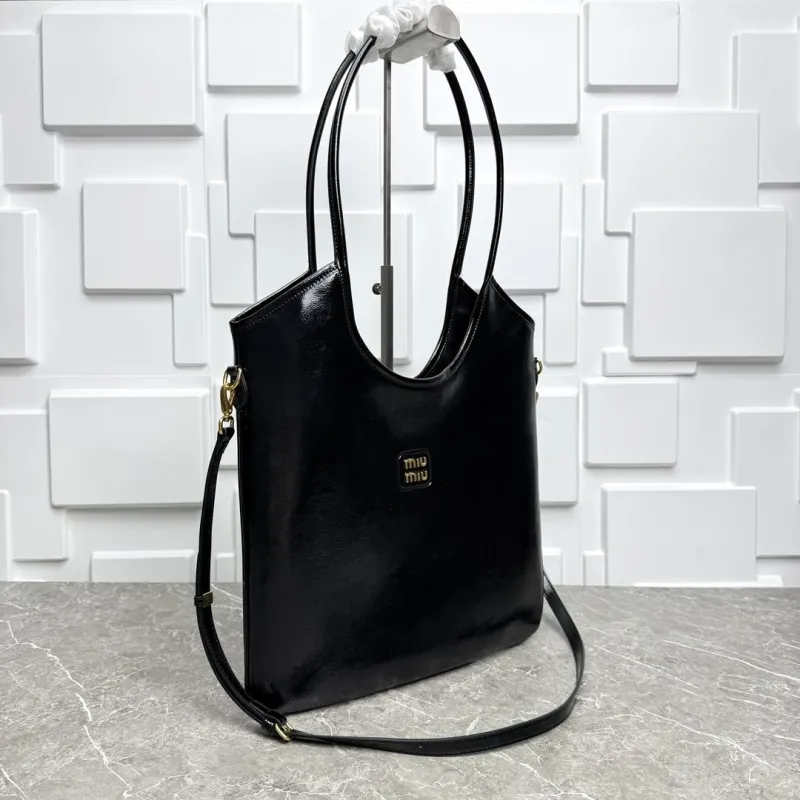 Miu Miu Black Leather Top Handle Tote Bag - Image 3