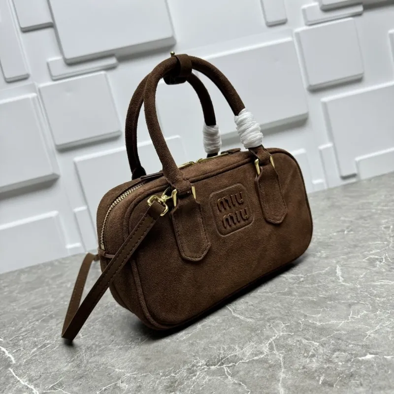 Alternative view of Miu Miu Brown Suede Top Handle Crossbody Bag